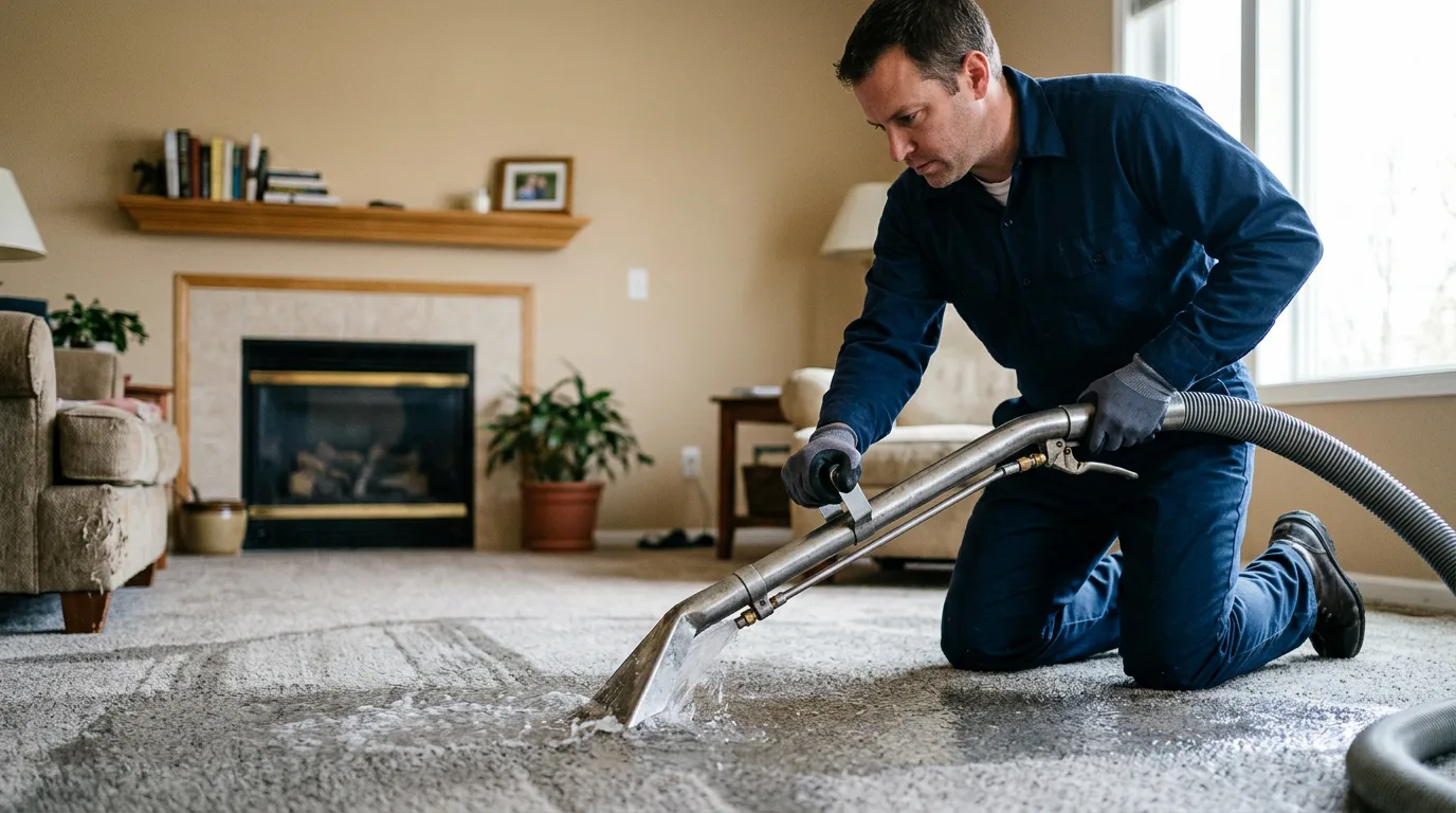 Water damage restoration technician working near Almo, ID